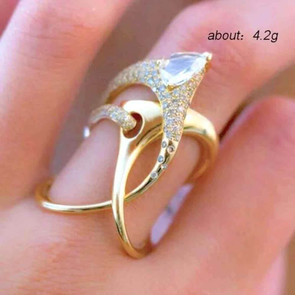 New Magnificent Artsy 18k Gold Over Silver Diamond Ring